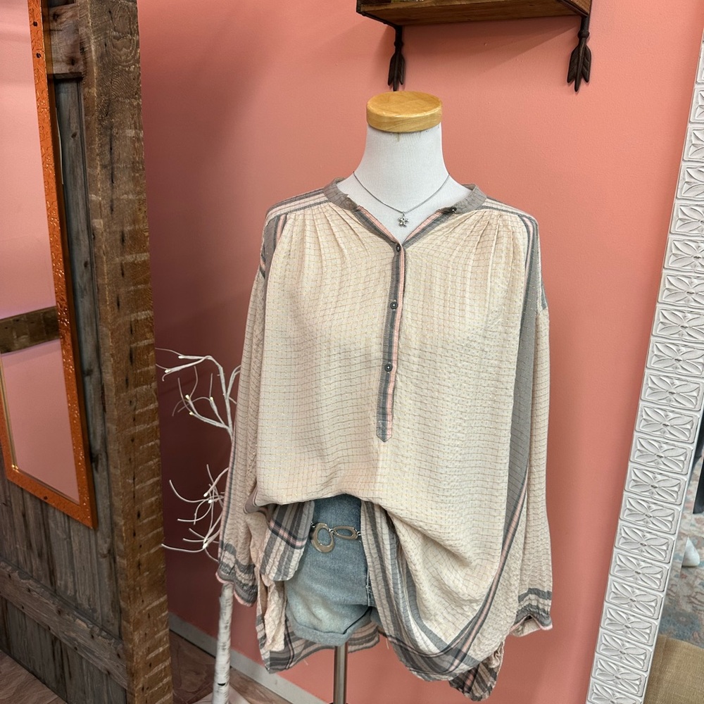 Free People Cream Sparkle Tunic